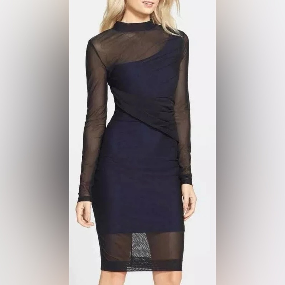 French Connection Blue Bodycon Dress with mesh size XS NWT